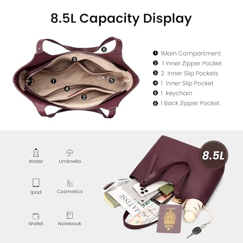 Image of befen Genuine Leather Tote Bags for Women, Real Leather Shoulder Handbags Satchel Purses with Adjustable Strap