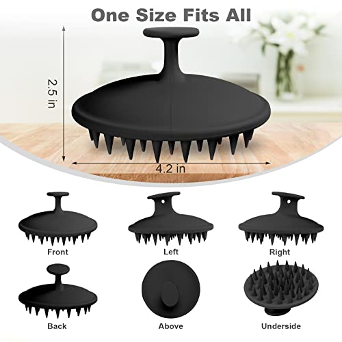 Meartchy Silicone Scalp Massager Shampoo Brush, Scalp Brush For Hair Growth & Dandruff Removal, Hair Scrubber Scalp Stimulator Exfoliator Brush With Soft Bristles For Wet Dry Scalp Care (Black) #TOP1