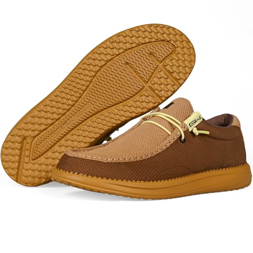 Image of Mens Casual Shoes - Men's Loafers & Slip-Ons Camp Shoes with No-Tie Laces -Arch Support Boat Shoes for Everyday Wear
