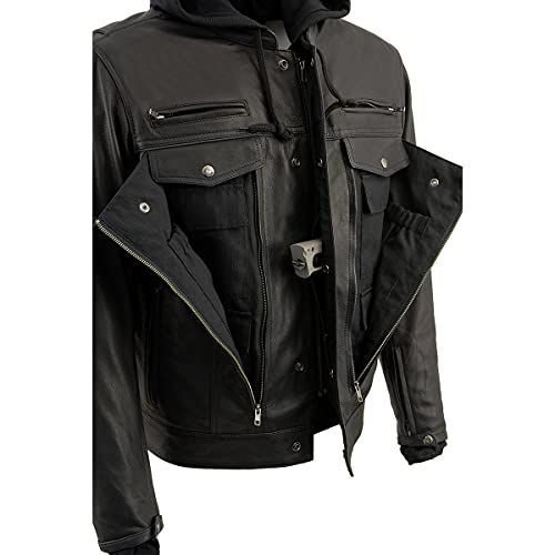Image of Milwaukee Leather Men's Premium Leather Motorcycle Riders Vented Jacket with Removable Hoody Liner