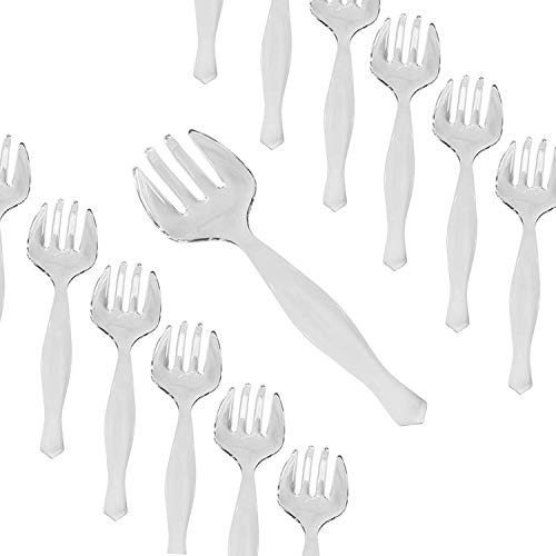 Disposable Plastic Clear Serving Forks, Set Of 12 Large Sturdy Serving Forks Utensils - Perfect For Weddings, Buffets, Catered Events And Potluck Dinners by Upper Midland Products