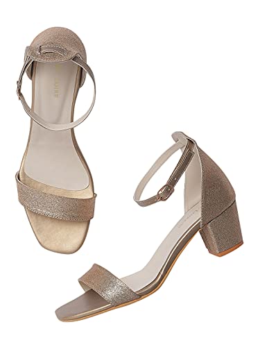 Image of Marc Loire Women's Shimmer Open Toe Comfortable Block Heel Sandals