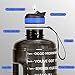QuiFit Motivational Gallon Water Bottle - with Straw & Time Marker BPA Free Large Reusable Sport Water Jug with Handle for Fitness Outdoor Enthusiasts Leak-Proof(Black,1 gallon)