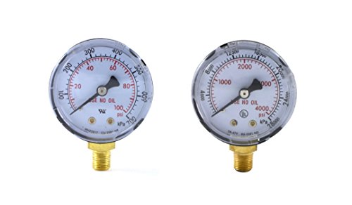 SÜA - Low and High Pressure Gauges for Oxygen Regulator 0-100 psi & 0-4000 psi - 2 inches - 1/8'' Thread - LDP