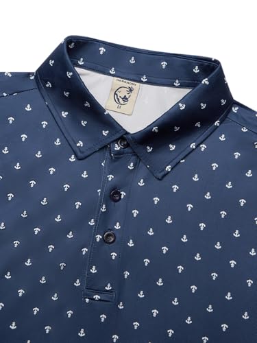 Hardaddy Men's Moisture Wicking Polo Shirts Printed Dry Fit Short Sleeve Collared Golf Shirt3