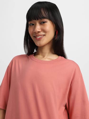 Image of JUNEBERRY Pure Cotton Drop Shoulder Oversized Baggy Fit Half Sleeve Plain Solid Round Neck Multicolor T-Shirt for Women & Girls (Pack of 2) (Sizes S-2XL)