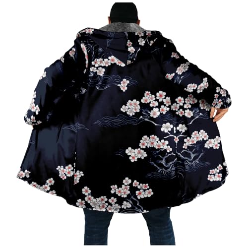 Ethnic Graphic Coats for Men Mens Cardigan Sweater Long Sleeve Full Zip Japanese Art Hooded Jacket With Pockets3