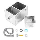 IRONWALLS 8LBS Top Inlet Commercial Grease Interceptor, Stainless Steel Grease Trap 4 Gallon, Under Sink Grease Trap Waste Water Oil-water Separator for Restaurant, Cafe, Canteen, Factory, Kitchen