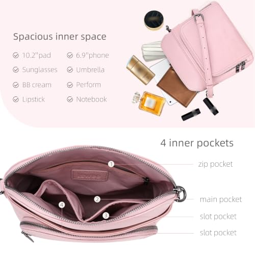 Image of Iswee Leather Crossbody Bag Women Purse and Handbag with Built in Wallet