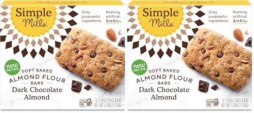 Image of Simple Mills Soft Baked Dark Chocolate Almond Flour Bars,5 ct,1.19 oz each,(Pack of 2)