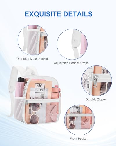 Image of Clear Backpack for Stadium Events, 12x12x6 Small Clear Plastic bag with Reinforced Straps for Game Security Festival Concert
