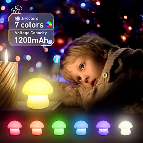 Mushroom Lamp, Rechargeable Mushroom Night Light, Multi-Color Led Mushroom Nightlight, Dimmable Mushroom Nightlamp For Breastfeeding, Nursery Squishy Silicone Lamp For Bedroom(Tap/Remote Control) #TOP2