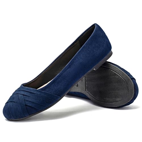 Image of Veittes Women's Wide Width Flat Shoes, Dressy Round Toe Slip On, Soft Comfortable Office Work Daily Walking Ballet Flats.