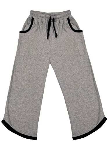 Image of IndiWeaves Kids Pure Cotton Solid Capri for Boys and Girls - Regular Fit [Pack of 2] Grey, Black