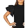 SOLY-HUX-Womens-Mock-Neck-Ruffle-Butterfly-Sleeve-Skinny-Bodysuit SOLY HUX Women's Mock Neck Ruffle Butterfly Sleeve Skinny Bodysuit Black M