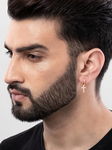 Image of ORIONZ Hoop Earrings for Men & Boys (1 Piece) - 925 Sterling Silver - Gift for Birthday Anniversary - 18k Gold Plated Jewellery - Men Fashion