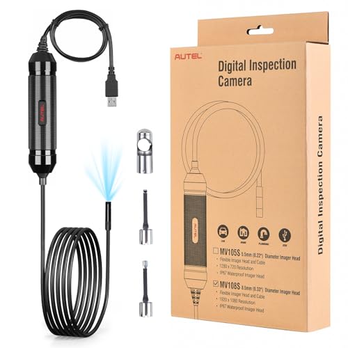 Autel MaxiVideo MV108S Endoscopio USB Cámara de Inspección Impermeable 8.5mm con Luz, 1920x1080 HD 2MP Borescopio para Escáner Autel y PC, Cámara con Cable de 1M miniatura 1