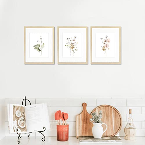 Botanical Wall Art Framed, Farmhouse Plant Wall Decor Prints Watercolor Floral Botanical Pictures, Wild Flowers Green Leaf Line Art, Boho Canvas Wall Art Ready To Hang For Living Room Bedroom Bathroom Boho Room Decor(11X14Inch, Framed Wall Art) #TOP7