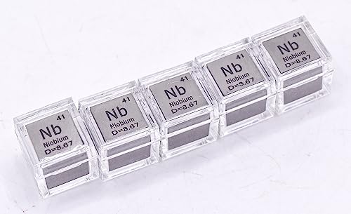 Image of 0.39 inch 10mm Niobium Metal Cube Nb up to 99.9% Pure Periodic Table Element Engraved Density Collection Science Education Display Block Cube + Acrylic Case Box - 1PC