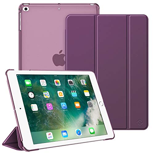 Fintie Funda Compatible con iPad 9.7 (6.ª Gen 2018/5.ª Gen 2017), iPad Air 2 (2014) / Air (2013)   Trasera Transparente Carcasa Ligera con Auto Reposo/Activación, Morado