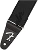 Fender WeighLess Running Logo Guitar Strap, 2in, Black/Black #1