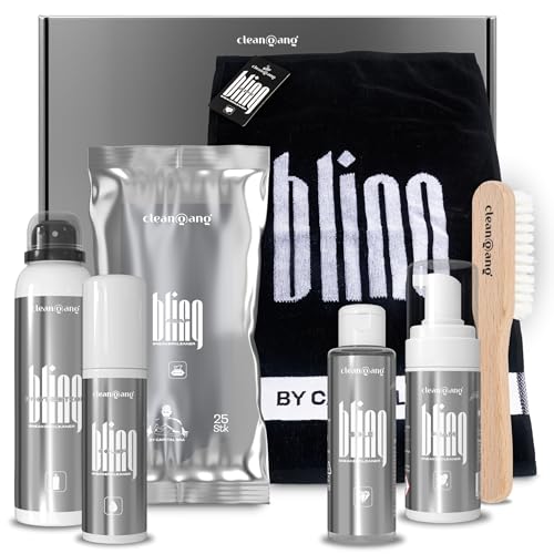 cleangang Premium Schuhputzset Reinigungsset Imprägnierspray Schuhe – Universelles Schuhpflegeset 7 in 1 mit Schuhbürste, Schuhcreme & Reinigung für Lederschuhe, Sneaker, Nubuk – Schuhputzbürste