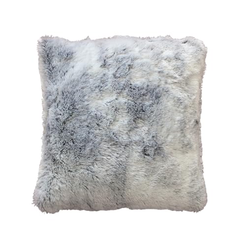 Douceur d'Intérieur, Coussin Déhoussable (45 x 45 cm) Antartic Gris, Imitation Fourrure