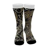 100% BLUE COLLAR Fashion Soft Socks Dress Decor Socks Sports Running Socks For Women Men Paisley Gold Black Socks