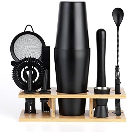 11Pcs-Cocktail Shaker Set Stainless Steel Bartending Kit 25oz Boston Shaker Bar Set Cocktail Mix Drink Making Kit Professional Bar and Home Drink Bar Tools for Bartender(Matte Black) - Thumbnail 3