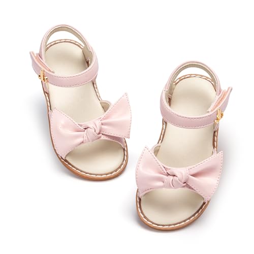 Image of THEE BRON Toddler Girls Sandals Wedding Flower Girl Dress Shoes Open Toe Flats