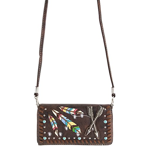 Justin West Native Color Feather Arrow Turquoise Stud Weave Fringe Conceal Carry Shoulder Handbag Purse | Trifold Wallet3