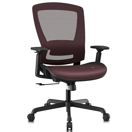 Image of ELABEST Mesh Office Chair,Ergonomic Computer Desk Chair,Sturdy Task Chair- Adjustable Lumbar Support & Armrests,Tilt Function,Comfort Wide Seat,Swivel Home Office Chair (Red)