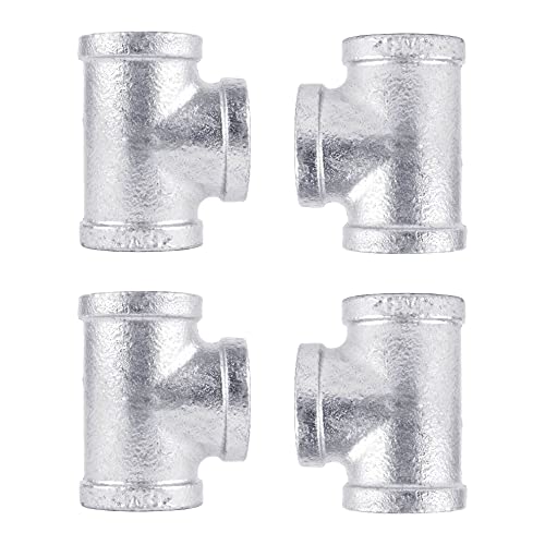 PIPE DÉCOR Camiseta de hierro maleable galvanizado auténtico de 1 pulgada, paquete de 4, para construcción de muebles de tuberías y aplicaciones regulares de fontanería Cover