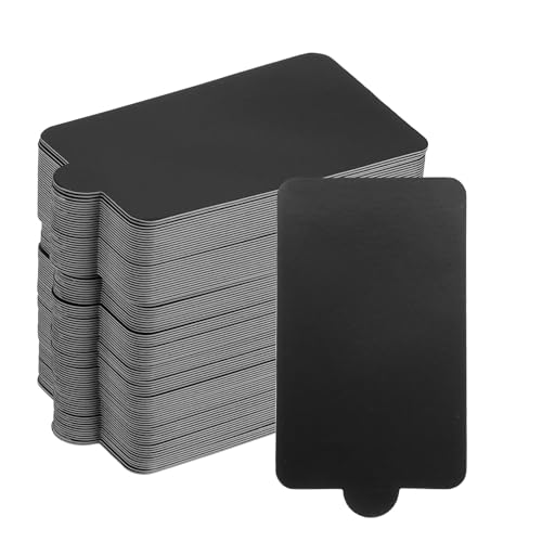 sourcing map 100pcs Mini Cake Boards, Mousse Cake Cardboards Rectangle Cake Bases Plates Cupcake Dessert Displays Base Tray for Cupcakes, Cakes, Pastries - Grease Proof (Black)
