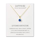 Philip Jones 18k Gold Plated September (Sapphire) Birthstone Necklace Created with Zircondia® Crystals
