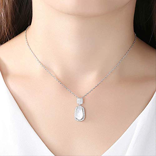 Bijoux pour Femmes pendentif jade blanc collier argent 925 - 2