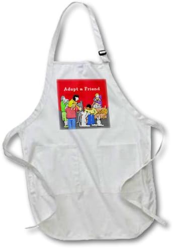 3dRose apr_34015_4 Cats, Cat, Funny Cats, Cat Cartoon, Pets, Funny Pets, Kittens-Full Length Apron with Pockets, 22 by 30-Inch, Black