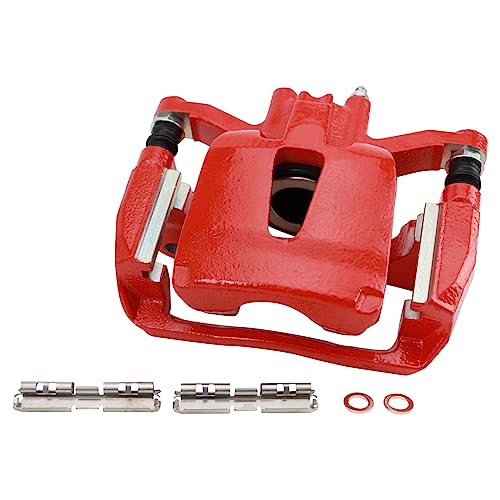 Image of TRQ Rear Right Brake Caliper w /Bracket Performance Red Passenger Side