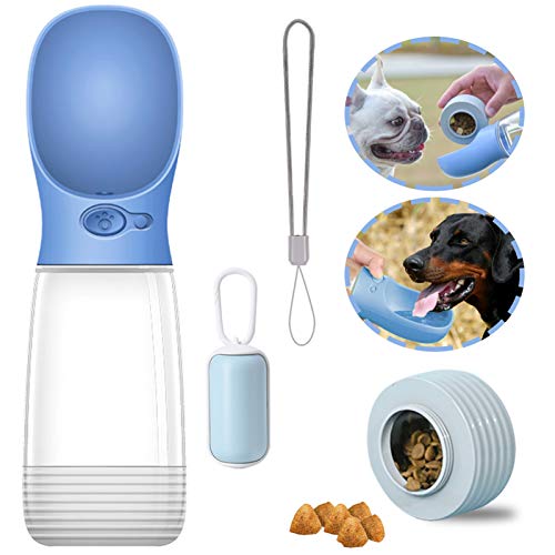 Botella de agua multifuncional para perros, para viajes, 380 ml, para mascotas, gatos, viajes, portátil, para camping, paseos, senderismo, entrenamiento, viajes al aire libre Cover