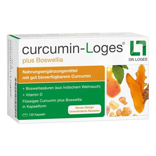 curcumin-Loges® plus Boswellia - 120 Kapseln - Nahrungsergänzungsmittel mit hoch bioverfügbarem Curcumin und Boswelliasäuren sowie Vitamin D