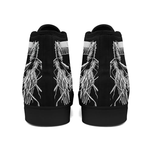Mens High Top Sneakers Lace-Up Gothic Designed Casual Steet Canvas Shoes for Women Red and Black Skull Shoes3