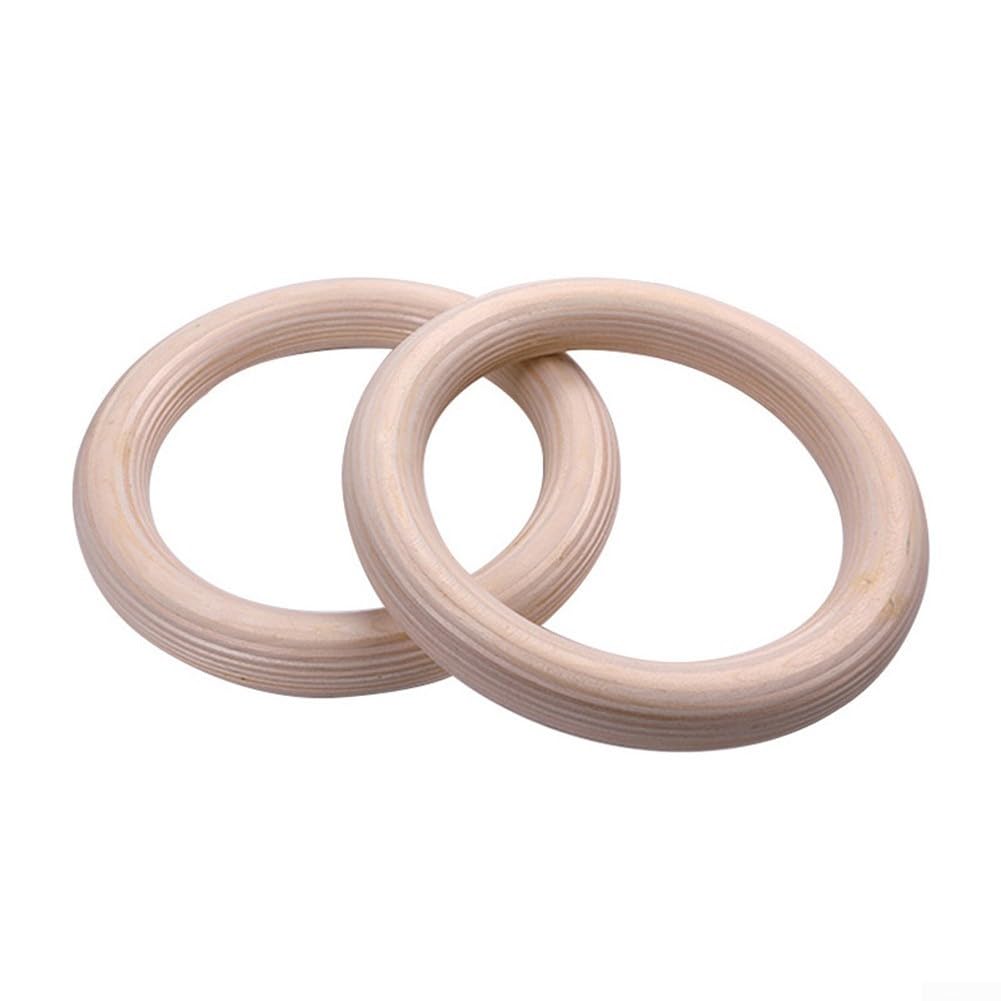 Juego de 2 anillos de gimnasia de madera maciza de abedul antideslizantes absorbentes del sudor 28 mm 15 cm