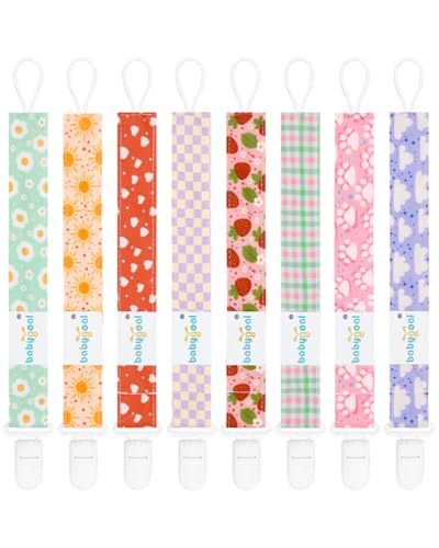 babygoal Plaid Pacifier Clips, 6 Pack Binky Paci Holder Leashes Fits for Most Baby Pacifiers and Binkies