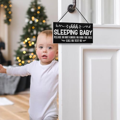 Image of Putuo Decor Sleeping Door Sign for Front Door PVC Shhh is Sleeping Do Not Knock or Ring Doorbell Door Hanger Sign No Soliciting Sign for Home Room Nursery Kindergarten Decor