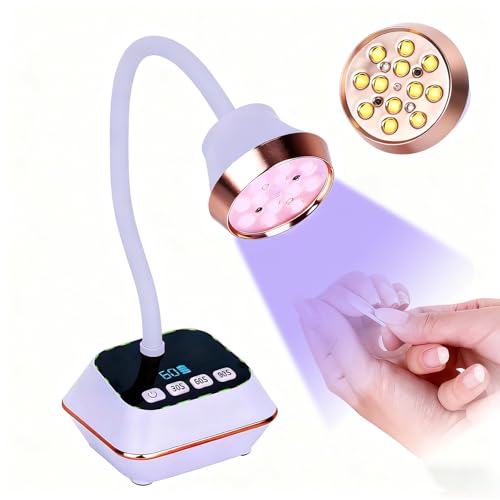 Asimebesty 36W Lampe UV Ongles Gel, Mini Lampe UV avec Capteur Intelligent et Écran LCD, 30s/60s/90s Modes, Rechargeable Petite Sèche Ongles Design Col de Cygne Flexible pour Salon et Maison, Violet