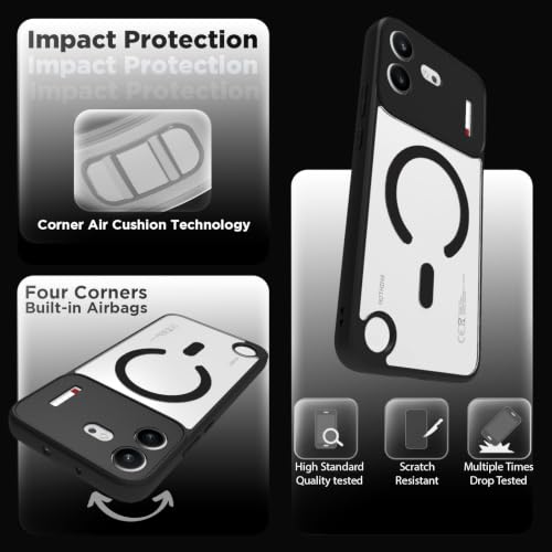 Image of RIGGEAR Shockproof Sleek Hybrid Armor Magnetic Back Cover Case Compatible with MagSafe Accessories for Nothing Phone 4b 5G (Clear PC + Black TPU Bumper)