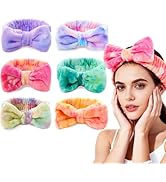 ZMOIVOK 6 Pcs Spa Headband for Washing Face,Skincare Headband with Removable Bow,Furry Face wash ...