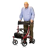 ELENKER Rollator Walker with Seat, Rolling Mobility Walking Aid, Shock Absorber and Carrying Pouch,...