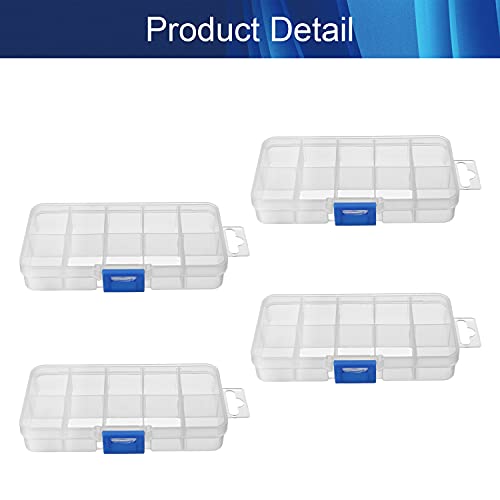 Image of Juvielich 4PCS Clear Plastic Organizer Box, 10 Grids Storage Container Jewelry Box with Adjustable Dividers, for Beads Art DIY Crafts Jewelry Fishing Tackles 5.12 inchx 2.76 inchx0.87 inch(LxWxH)
