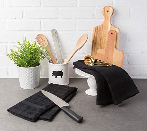 DII Windowpane Dishtowel Set, Cotton, Black Solid, 16x26, 16x26" - Image 4